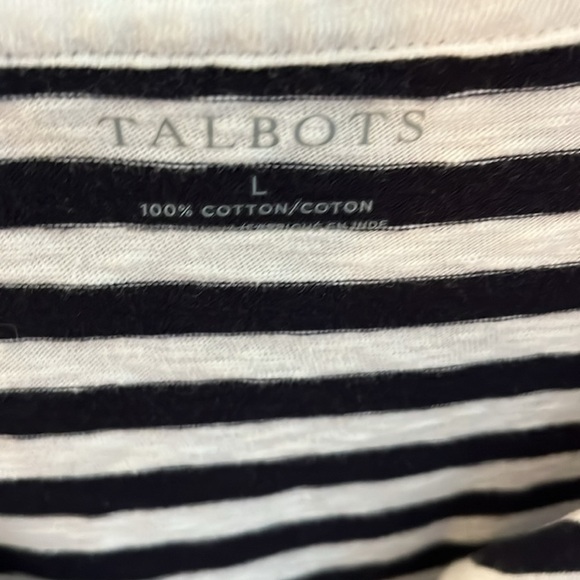 Talbots Blue And White Striped Tunic With Sleeve Embroidery 🧵 Preloved - Picture 3 of 8